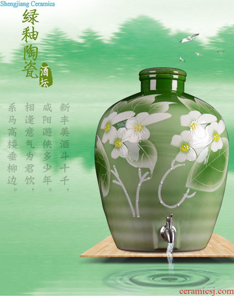 Jingdezhen ceramic jars bubble bottle with tap 10 jins 20 jins 30 jin wine 50 kg it sealed jar