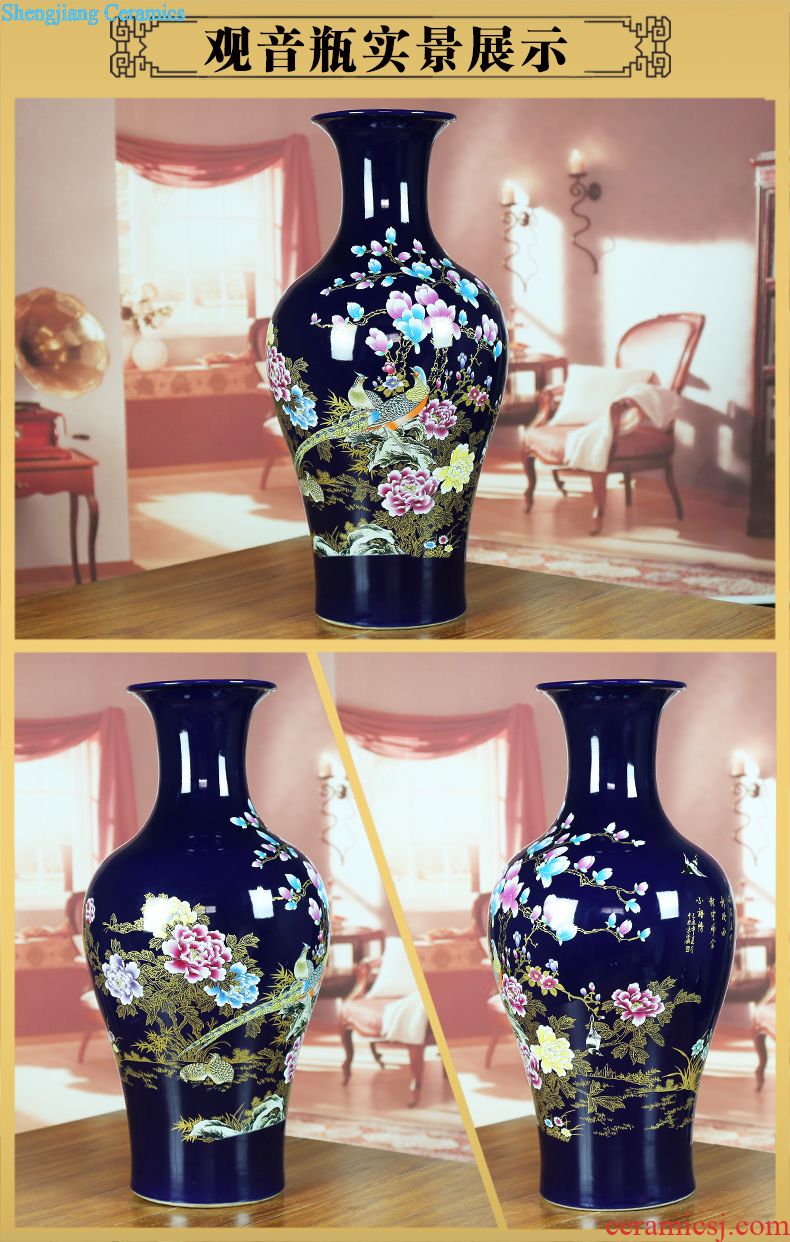 Sitting room adornment of jingdezhen ceramics enamel decorated TV ark furnishing articles of modern Chinese style of large vase