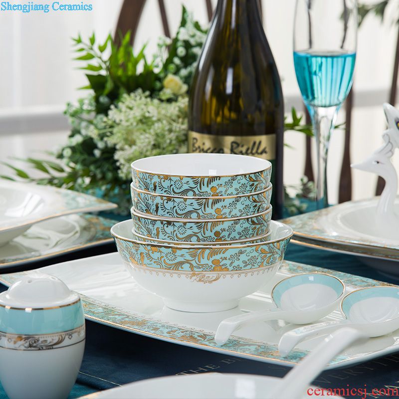 High-grade jingdezhen porcelain suits Home dishes suit 60 skull porcelain tableware dishes plates wedding gifts