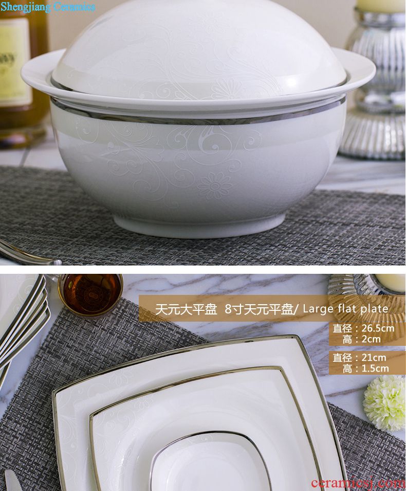 Jingdezhen ceramic plate round plate of household jobs steak disc creative fish bone porcelain plate Nordic cutlery set