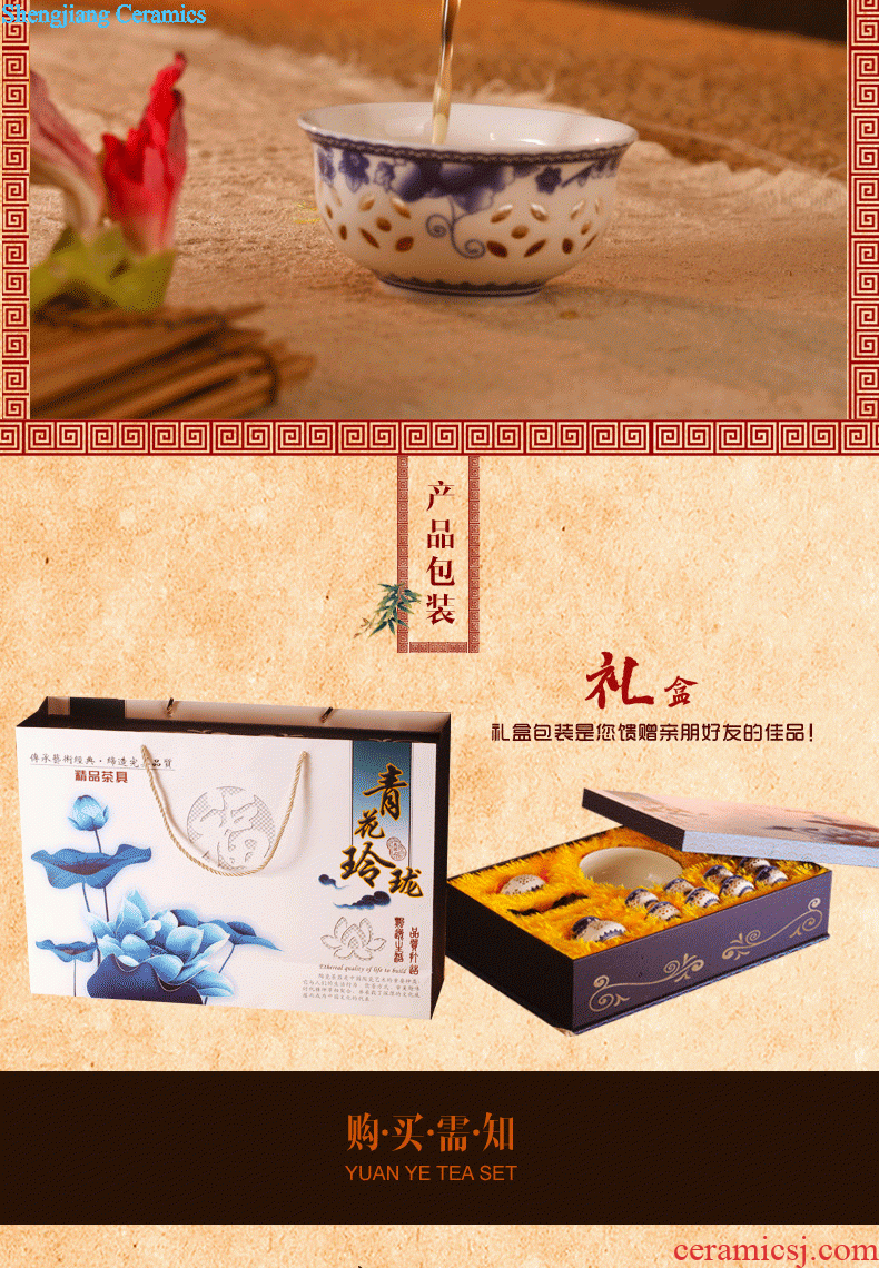 Jingdezhen Chinese tableware suit bone bowls disc household enameled bowl dish plate upscale gift set to get married