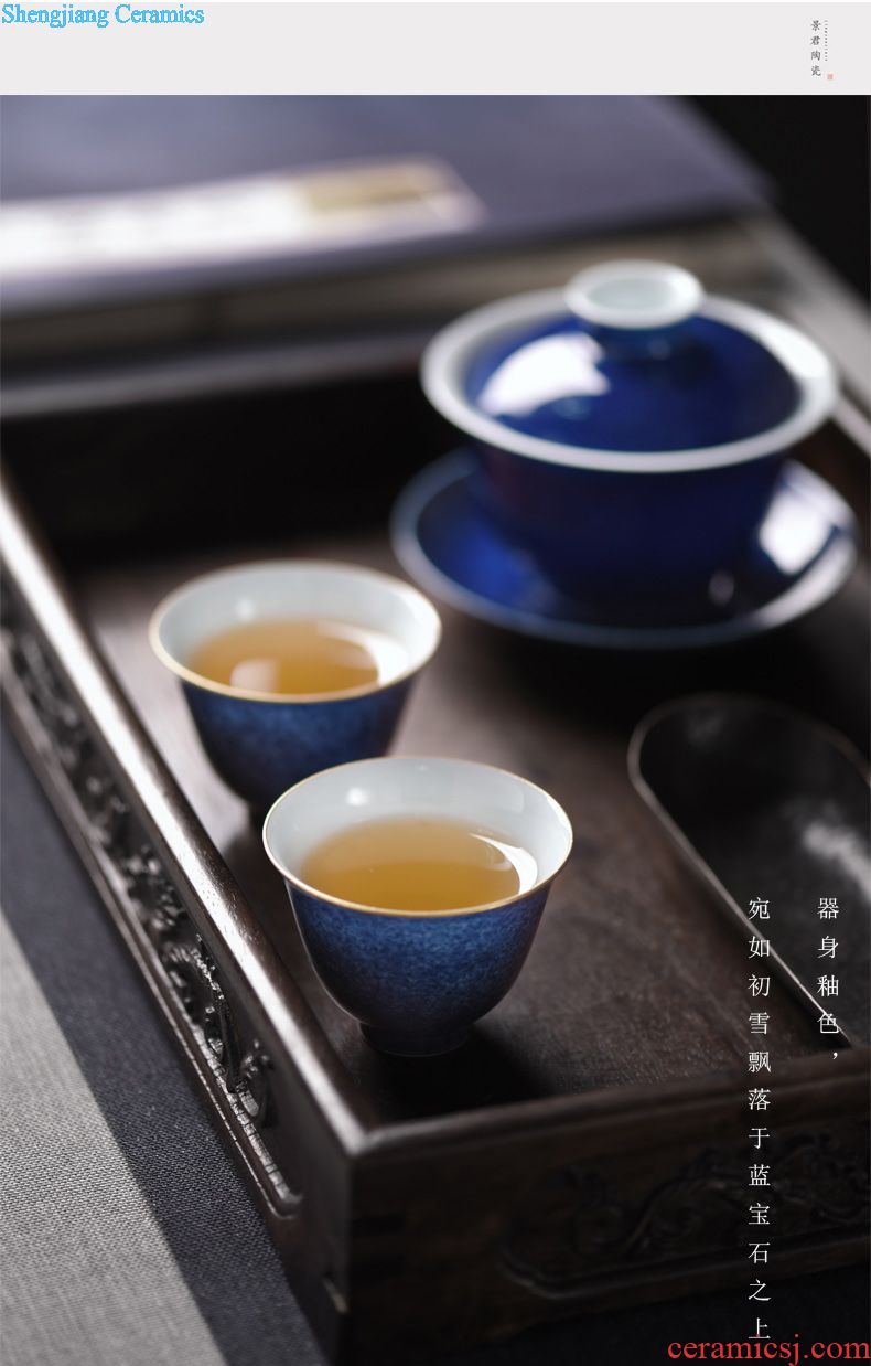JingJun jingdezhen ceramics with blue colour sample tea cup kung fu tea cups Three tureen tea set cover cup master cup