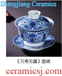 Holy big ceramic kung fu tea sample tea cup maintain imitation Ming blue and white bamboo seven sages cup of jingdezhen tea service master