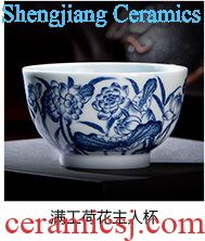 Holy big ceramic kung fu tea master cup hand-painted pastel poetic landscape cylinder cup jingdezhen tea sample tea cup