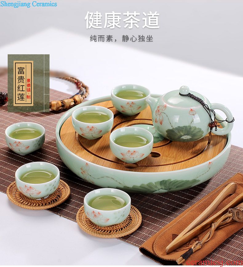 Marriage was suit household of Chinese style wedding of a complete set of jingdezhen ceramic big red kung fu tea cup teapot tea tray