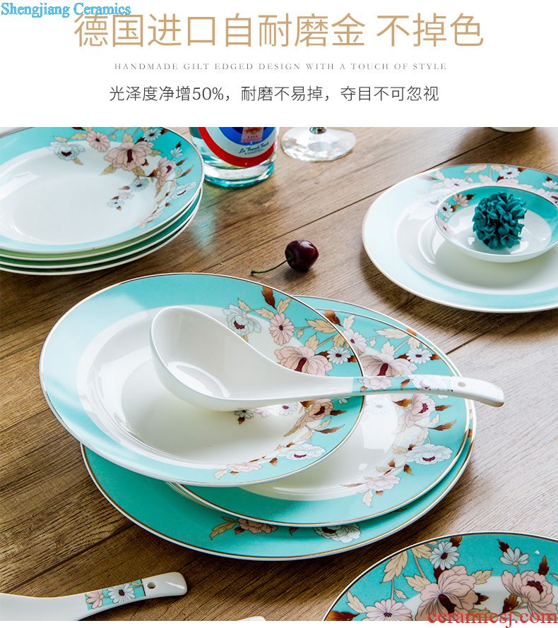 Jingdezhen high-grade bone China tableware suit dishes household porcelain bowl chopsticks dishes suit household of Chinese style restoring ancient ways