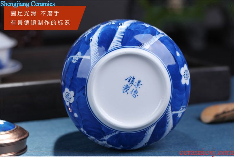 Jingdezhen ceramic tea cake tea gift box packaging household tea pot seal pot storage tank