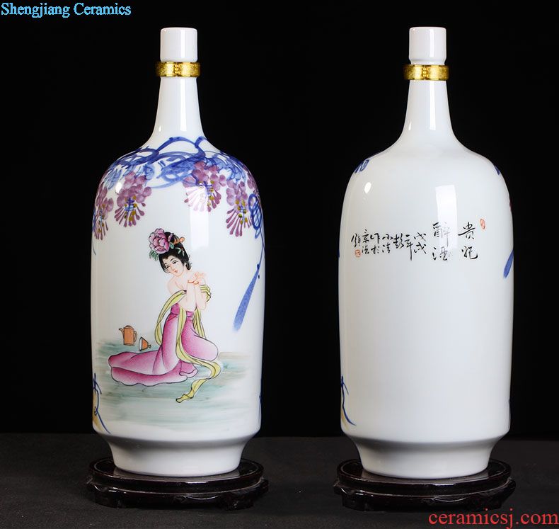 Archaize ceramic jars 20 jins 30 jins 50 it wine bottle with hip jingdezhen jars bubble wine jars