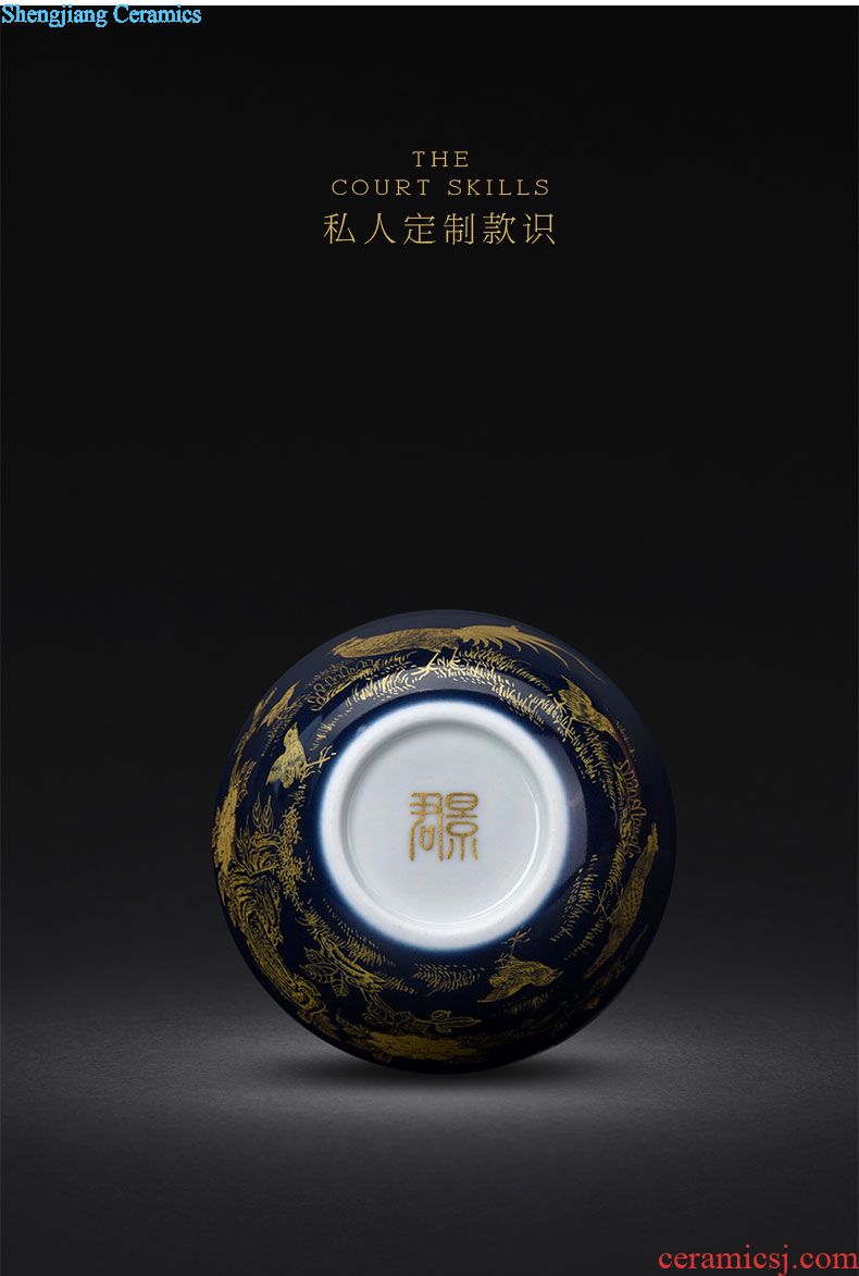 JingJun Jingdezhen ceramic hand-painted ji blue paint all hand sample tea cup Kung fu tea cups masters cup