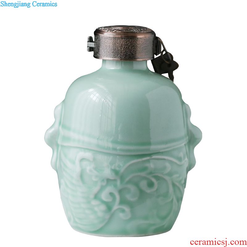 Jingdezhen ceramic barrel ricer box candy jar storage tank with cover 15 kg barrel 25 kg high-grade kitchen utensils and appliances