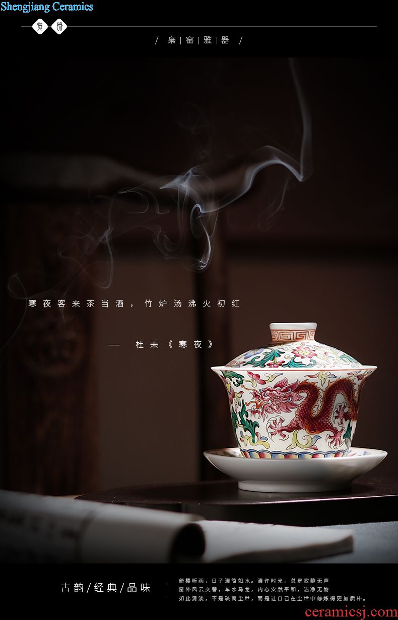 Owl kiln Jingdezhen famille rose tea sets twelve god of tea cups Hand-painted ceramic individual small sample tea cup