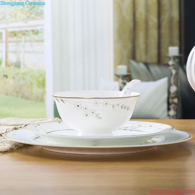 Jingdezhen ceramic tableware dishes suit European household 6 people get married for four sets of bowl housewarming gift ikea bowl