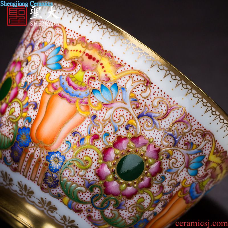 Holy big ceramic kung fu tea master cup hand-painted pastel poetic landscape six-party cup jingdezhen tea sample tea cup