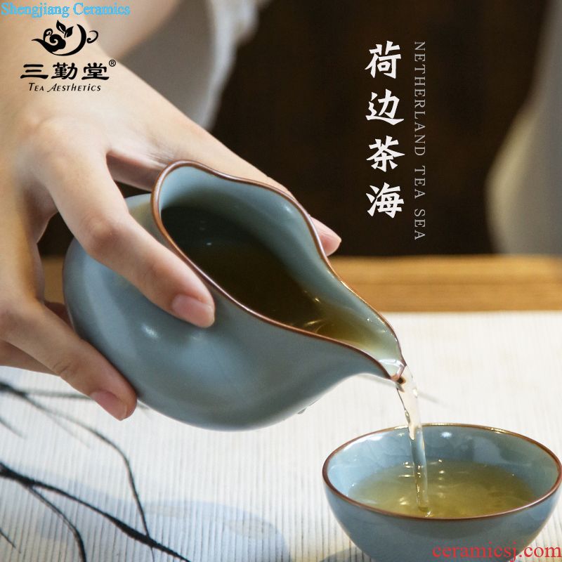 The three frequently Jingdezhen ceramic tea pot home large seal pot shadow celadon storage jar puer tea
