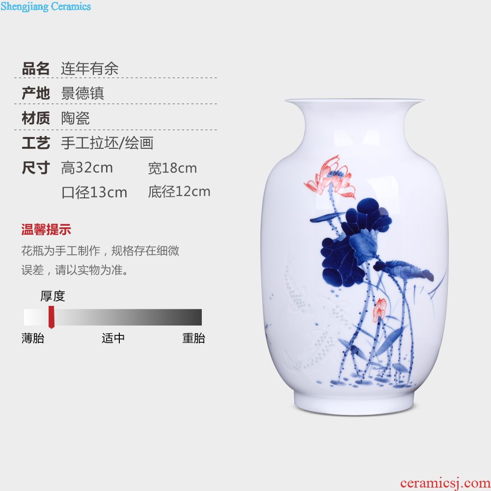 Jingdezhen ceramics vase furnishing articles flower arranging bamboo cool breeze sitting room adornment furnishing articles of new Chinese style household