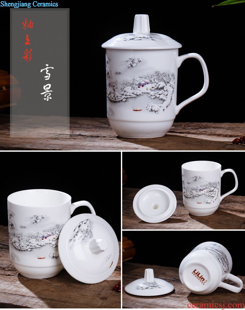 Ceramic cup with cover cup home office meeting for tea filter large ceramic 10 only to jingdezhen porcelain cups