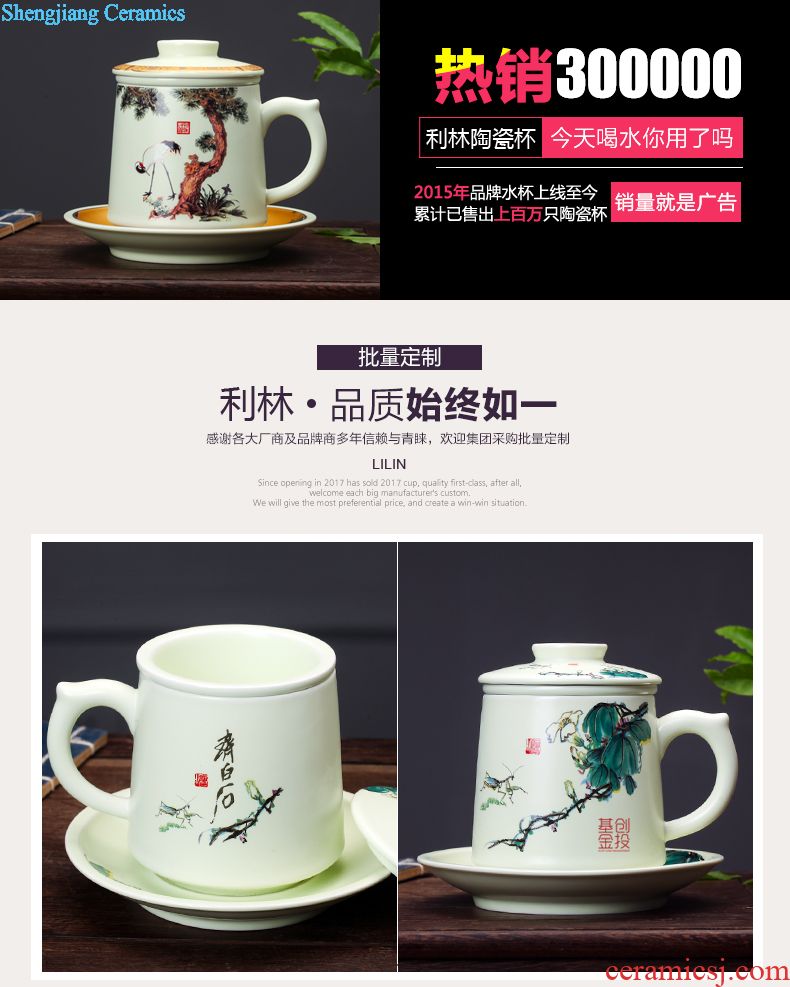 Jingdezhen ceramic cups with cover bone porcelain cup household porcelain bowl glass office meeting 10 only to custom