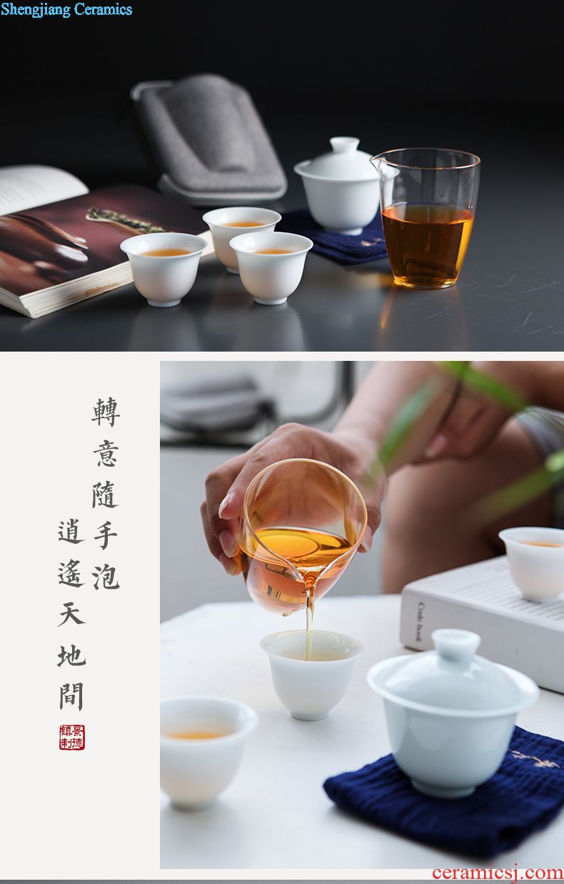 Wine temperature hot hip household jingdezhen Chinese nostalgic ceramic heat warm wine bottle wine suits shochu yellow glass