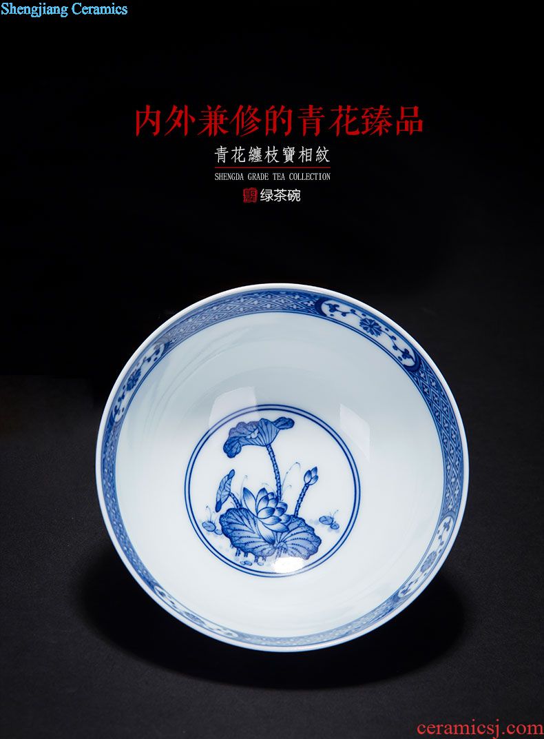 Holy big ceramic kung fu tea sample tea cup maintain imitation Ming blue and white bamboo seven sages cup of jingdezhen tea service master