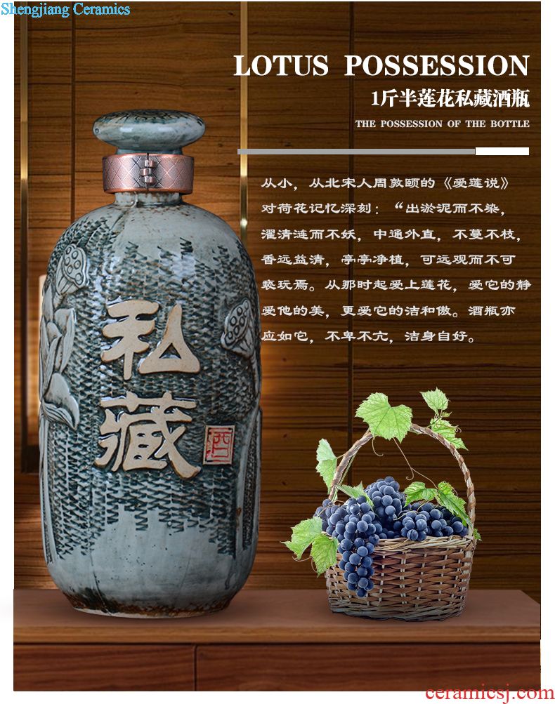 Hand-painted bottle 10 jins of blue and white porcelain jars of jingdezhen manual bubble decorative bottle bottle sealed jar of wine collection