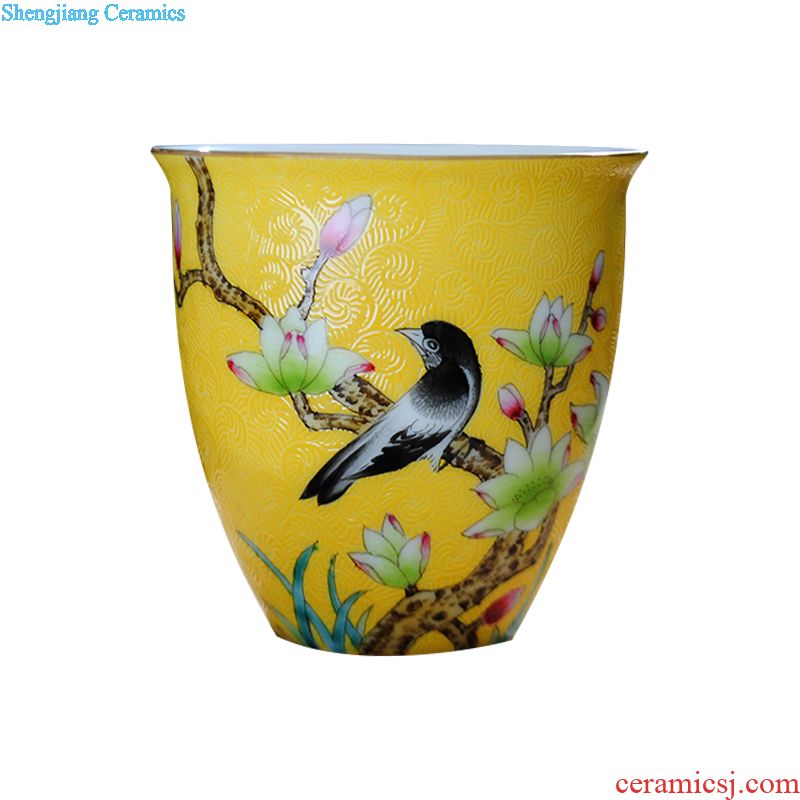 Jingdezhen ceramic manual pick flowers only sample tea cup three tureen kung fu tea cups suit pastel peach bowl