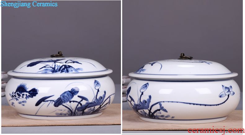 Jingdezhen ceramic moistureproof caddy retro puer tea canister to seal large creative general manual