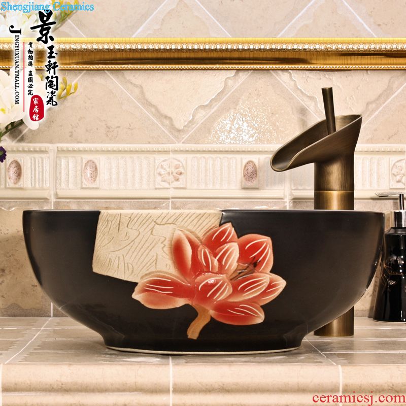 Jingdezhen ceramic lavatory basin basin art on the sink basin birdbath black han-jin luo PND tail-on