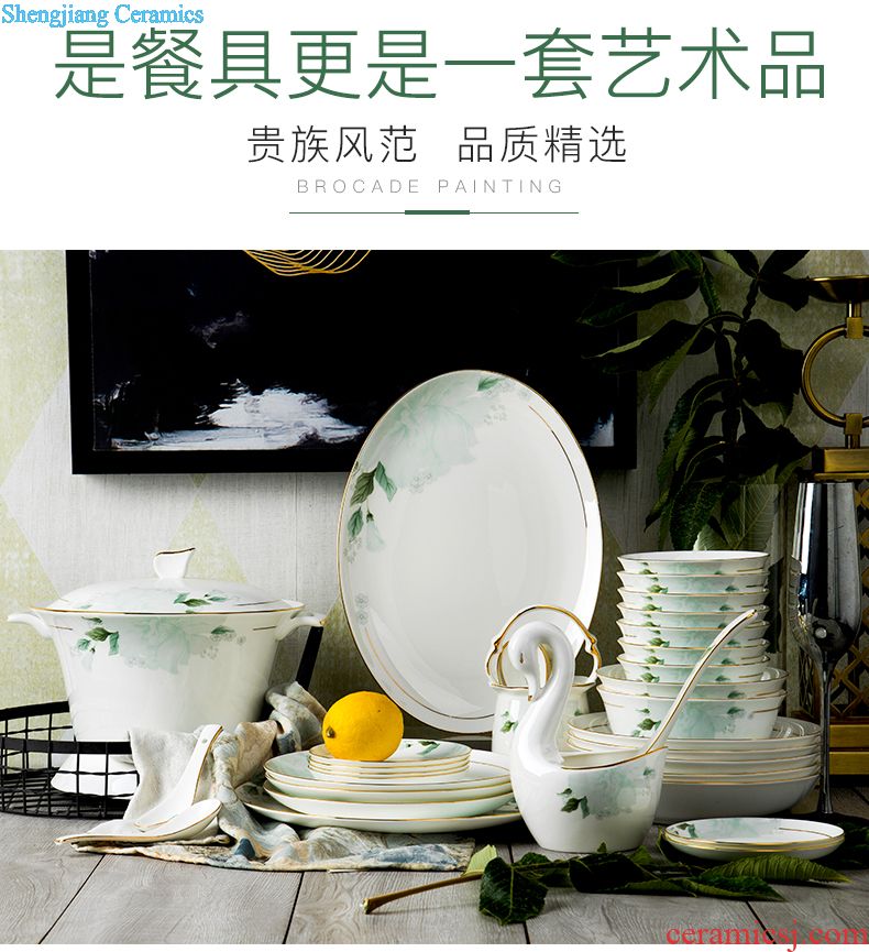 Dishes suit household european-style bone porcelain tableware individuality creative ceramic bowl suit household housewarming gift bowl combination