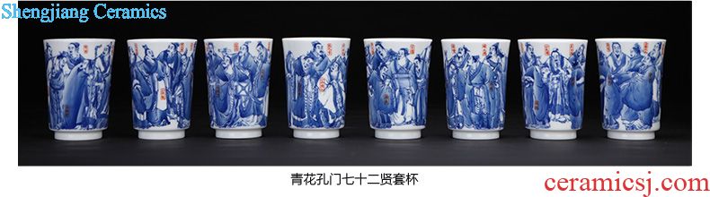 St the ceramic kung fu tea master cup gold base blue color ssangyong shou wen cup manual archaize of jingdezhen tea service