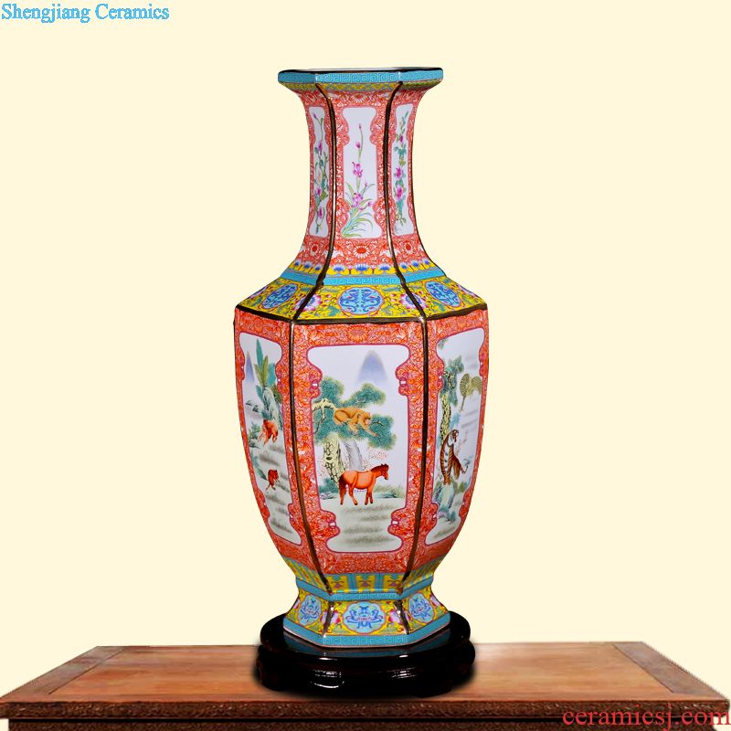 Jingdezhen ceramic hand-painted fashion flower vase new sitting room of Chinese style household soft outfit furnishing articles craft ornaments