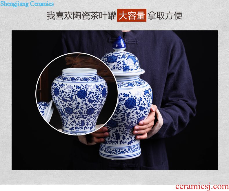 Jingdezhen ceramic seal caddy large sealed container pu 'er tea cans ceramic household gift box packaging