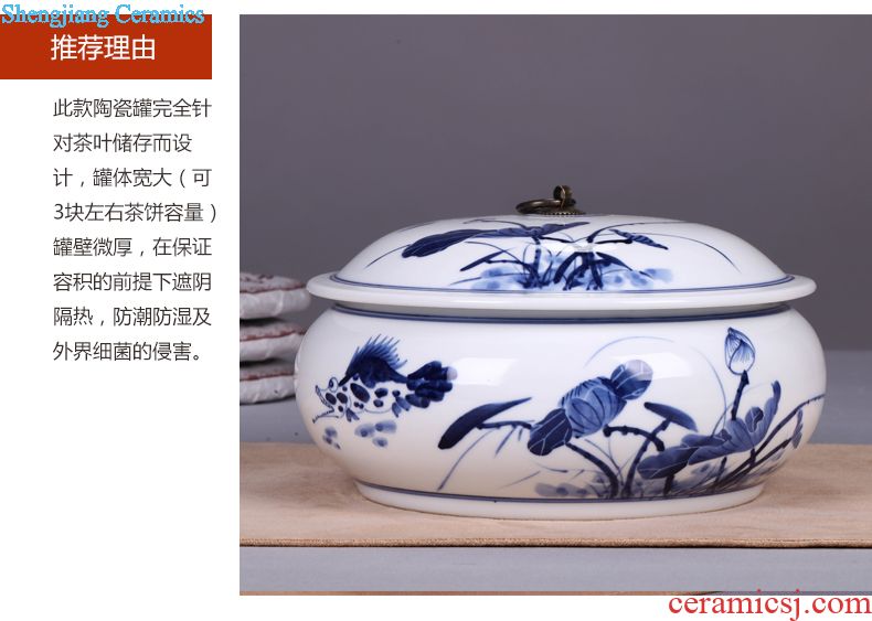 Jingdezhen ceramic moistureproof caddy retro puer tea canister to seal large creative general manual