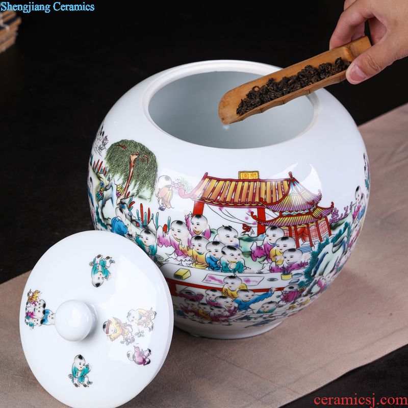 Jingdezhen ceramic cake tea cake the seventh, peulthai the large tea caddy household box seal pot