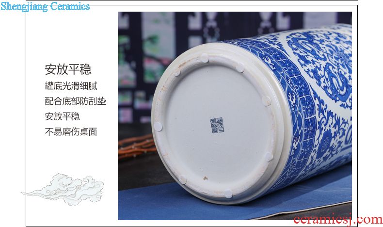 Jingdezhen blue and white celadon ceramics retro puer tea cake tin POTS large tea caddy gift box packaging