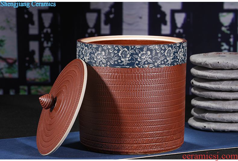 Blue and white porcelain of jingdezhen ceramics hand-painted caddy peulthai the seal pot of tea cake tea pot porcelain