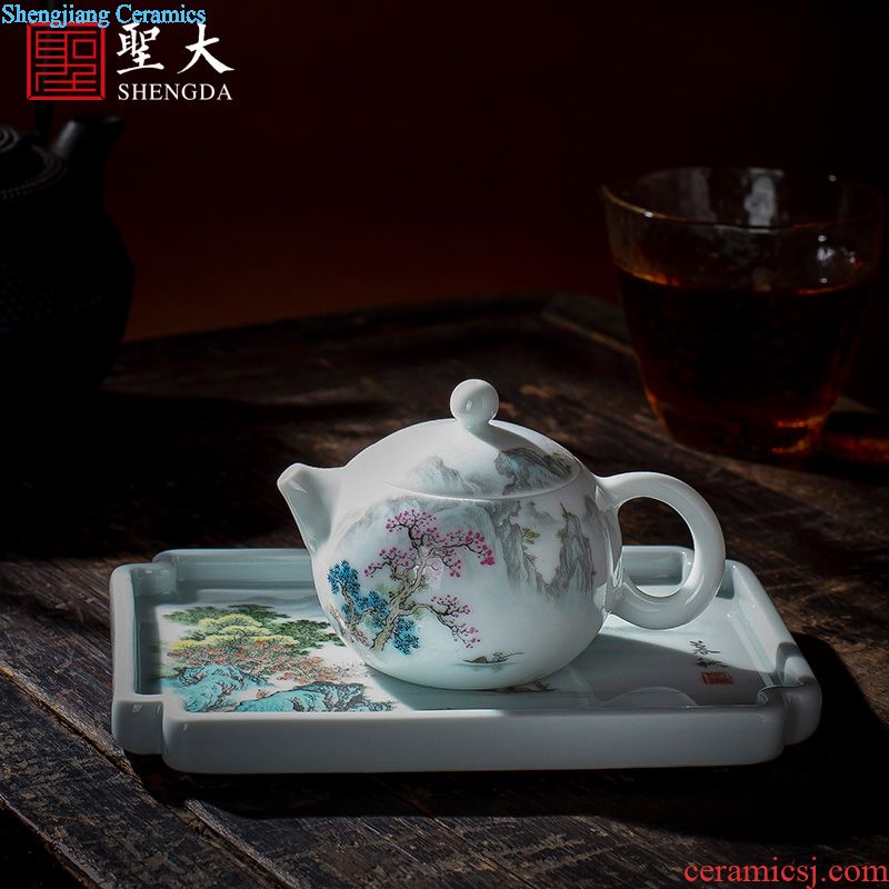 Santa jingdezhen blue and white sample tea cup pure manual ball butterfly ceramic hand-painted paint powder enamel high-end host a cup of tea cups