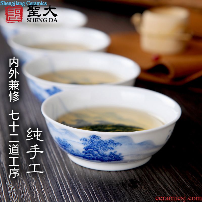 Holy big ceramic pot bearing new color landscape dry bubble tea tray hand-painted plate saucer all hand fittings of jingdezhen tea service