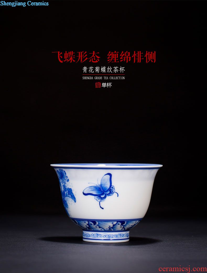 Holy big ceramic pot bearing tea tray hand-painted pastel CongJu double finch figure tea dry foam plate of jingdezhen tea service parts