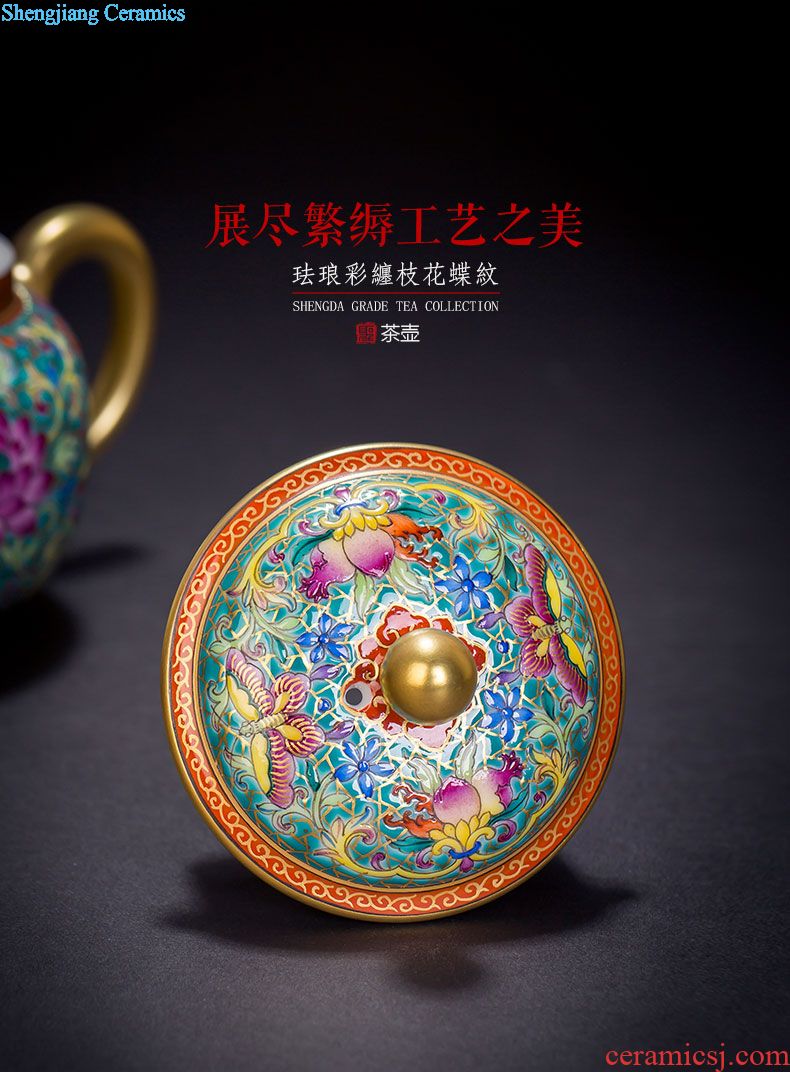 Kung fu tea sample tea cup hand-painted ceramic powder enamel figure five DE cock in cup all hand of jingdezhen tea service master
