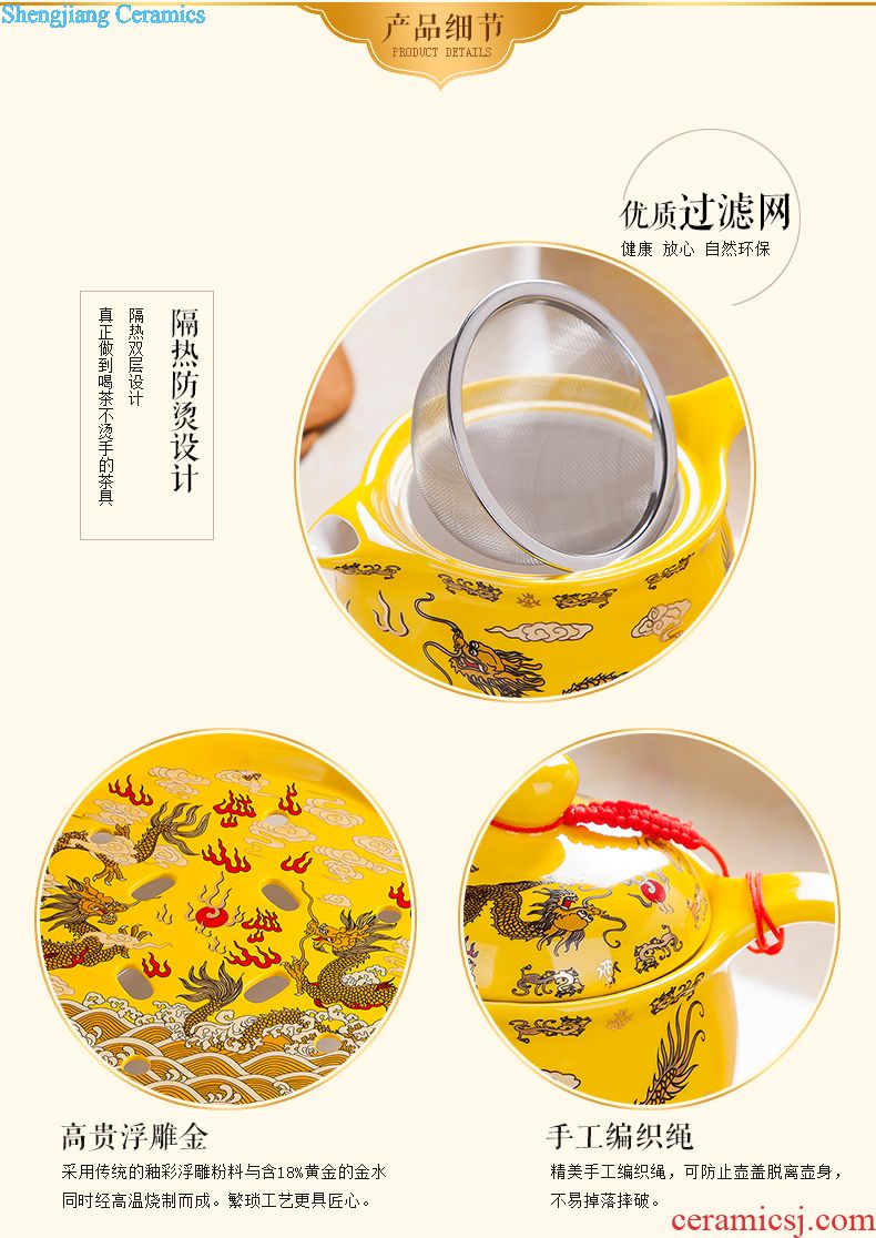 Jingdezhen ceramic tea set suit household of Chinese style kung fu tea ceremony round a cup of tea with tea tray cups of a complete set of the teapot