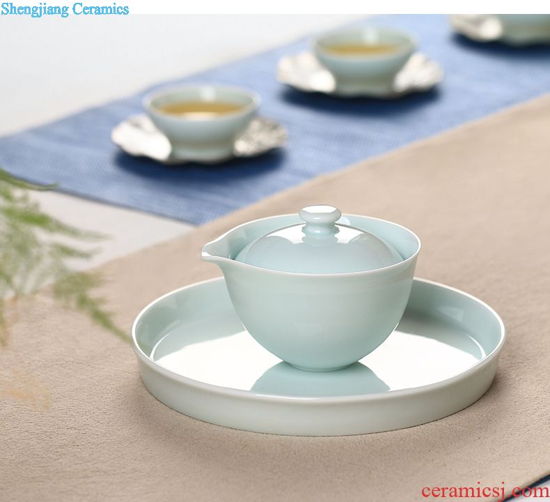 Drink to shadow celadon tureen large tea cups ceramic three of the bowl bowl set manually kung fu tea cup