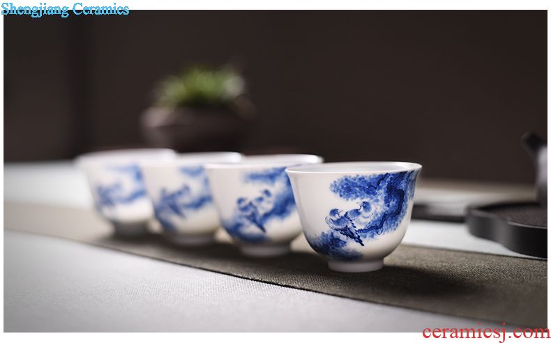 JingJun Jingdezhen ceramic hand-painted colored enamel paint cup White porcelain kung fu tea sample tea cup masters cup