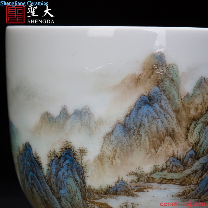Holy big teacup maintain imitation Ming blue and white porcelain kung fu guiguzi down cup all hand of jingdezhen tea service master