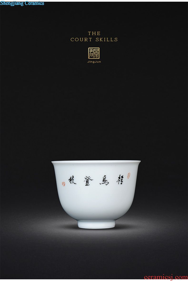 JingJun Jingdezhen ceramics Hand painted colored enamel all hand sample tea cup Kung fu master tea cups