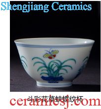 Holy big ceramic kung fu masters cup hand-painted porcelain cups flower in delight sample tea cup all hand of jingdezhen tea service