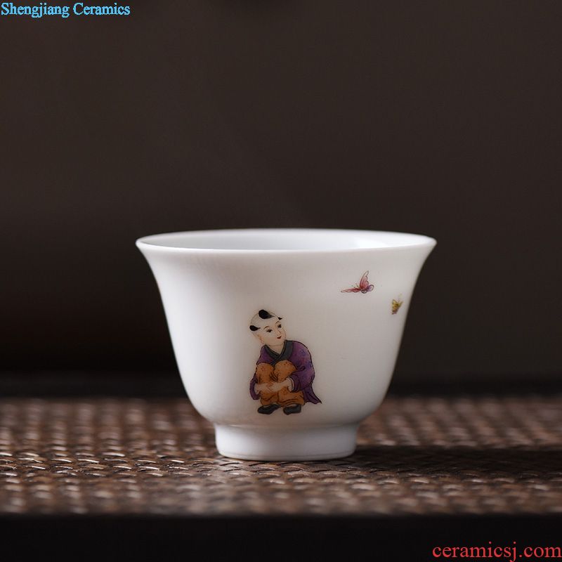 Hand-painted JingJun jingdezhen ceramics powder enamel design phoenix single hand tea cup cup host blue and white