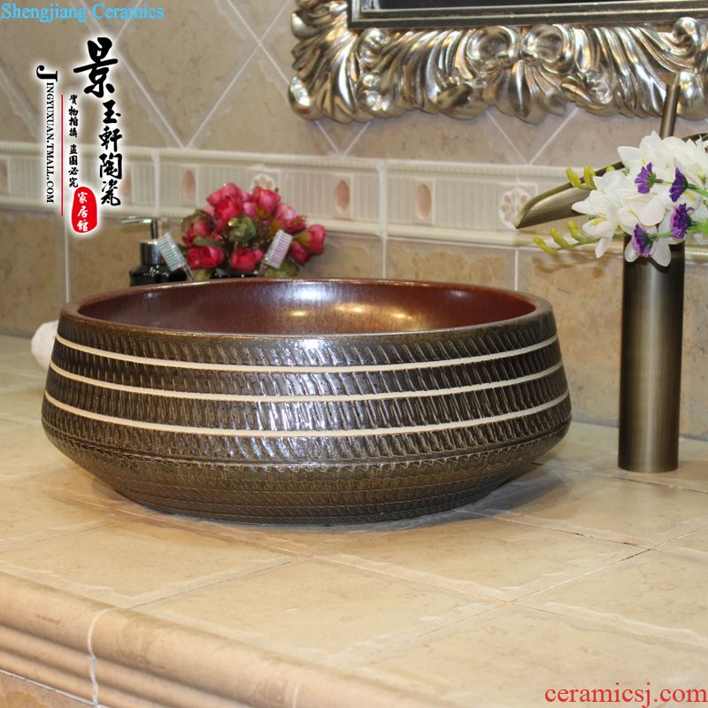 JingYuXuan hand wash basin stage basin basin sink basin purple landscape retro ceramic art