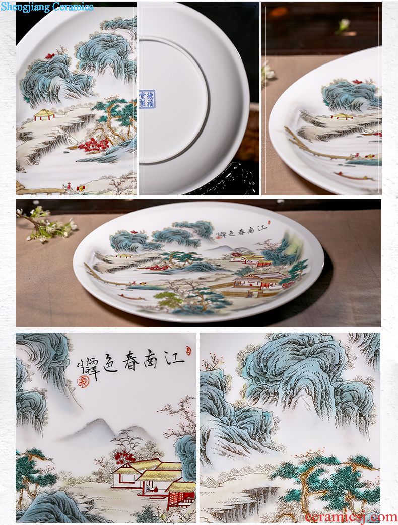 Jingdezhen ceramic sitting room porch decoration plate furnishing articles hang dish Chinese art crafts porcelain with base