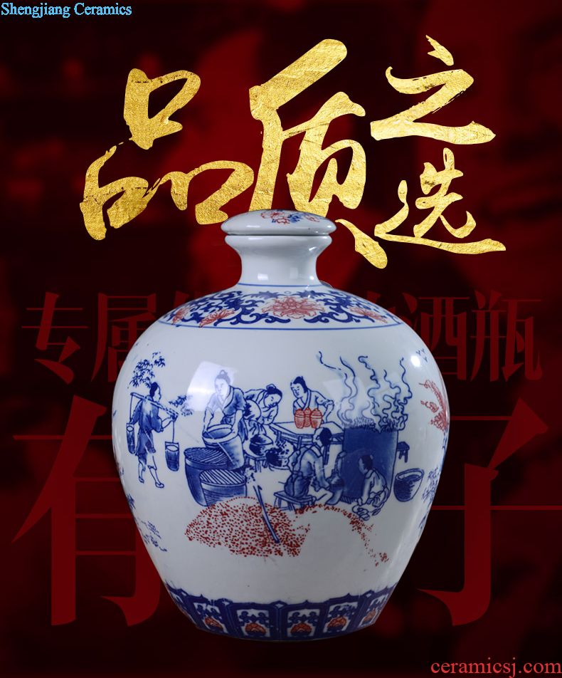 Jingdezhen ceramic 5 jins of 10 jins bottle jars wine storage sealed medicine five jin wine jar of wine collection