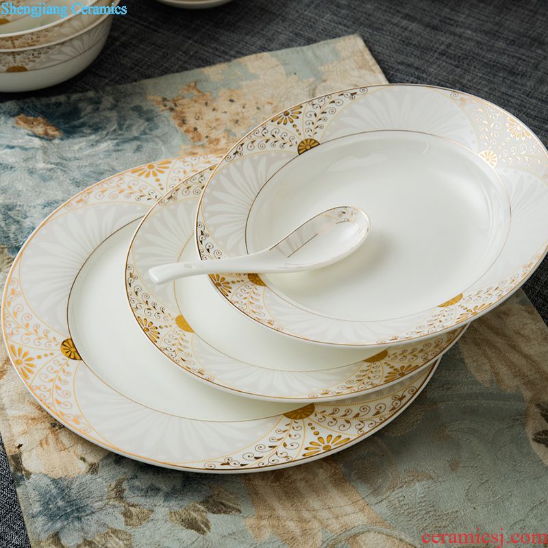 Dishes in the jingdezhen glaze temperature bone porcelain tableware bowl dish dish bowl household bone porcelain plate suit Chinese style